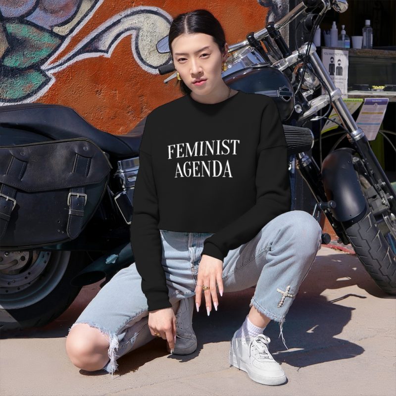 FEMINIST AGENDA - Women's Cropped Sweatshirt - Image 2