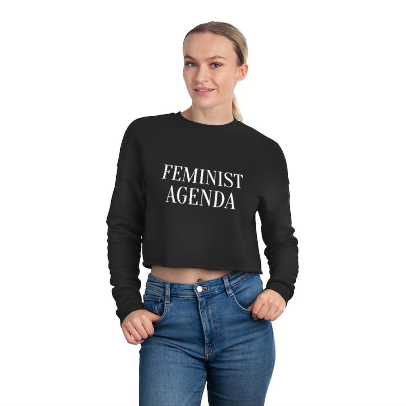 FEMINIST AGENDA - Women's Cropped Sweatshirt - Image 3