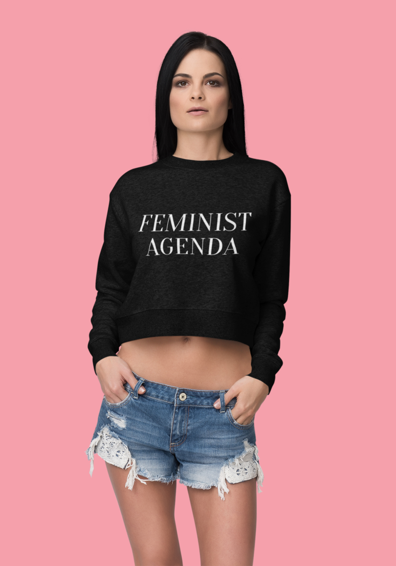 FEMINIST AGENDA - Women's Cropped Sweatshirt - Image 4