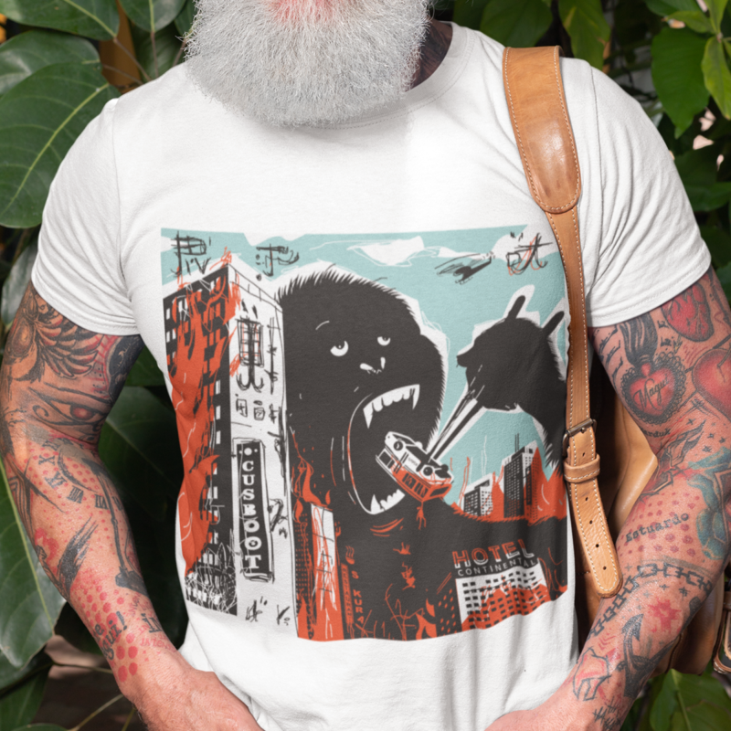 Gorilla Kaiju Destroying The City - Unisex Jersey Short Sleeve Tee