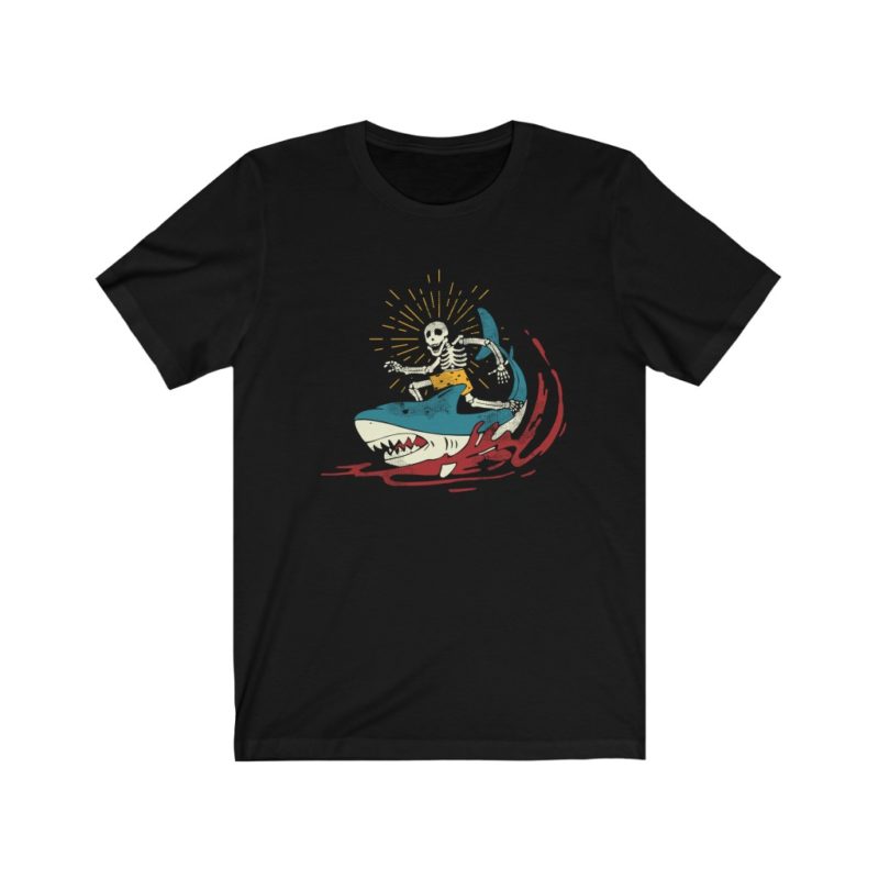 Skeleton Shark Rider - Unisex Jersey Short Sleeve Tee