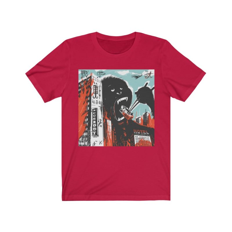 Gorilla Kaiju Destroying The City - Unisex Jersey Short Sleeve Tee - Image 11