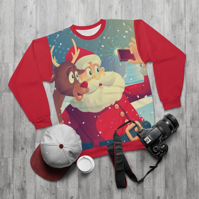Santa and Rudolf Selfie - Unisex Sweatshirt - Image 2