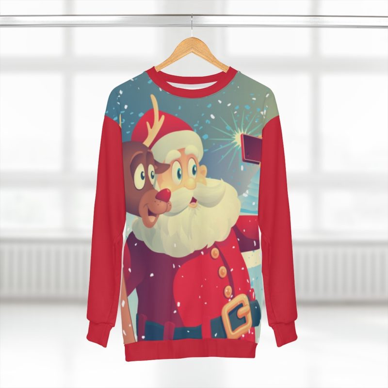 Santa and Rudolf Selfie - Unisex Sweatshirt - Image 3