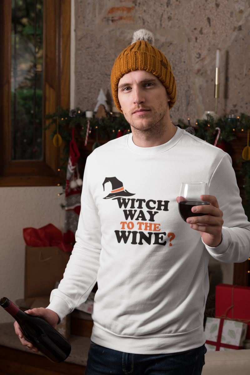 Witch Way To The Wine? - Unisex Heavy Blend™ Crewneck Sweatshirt