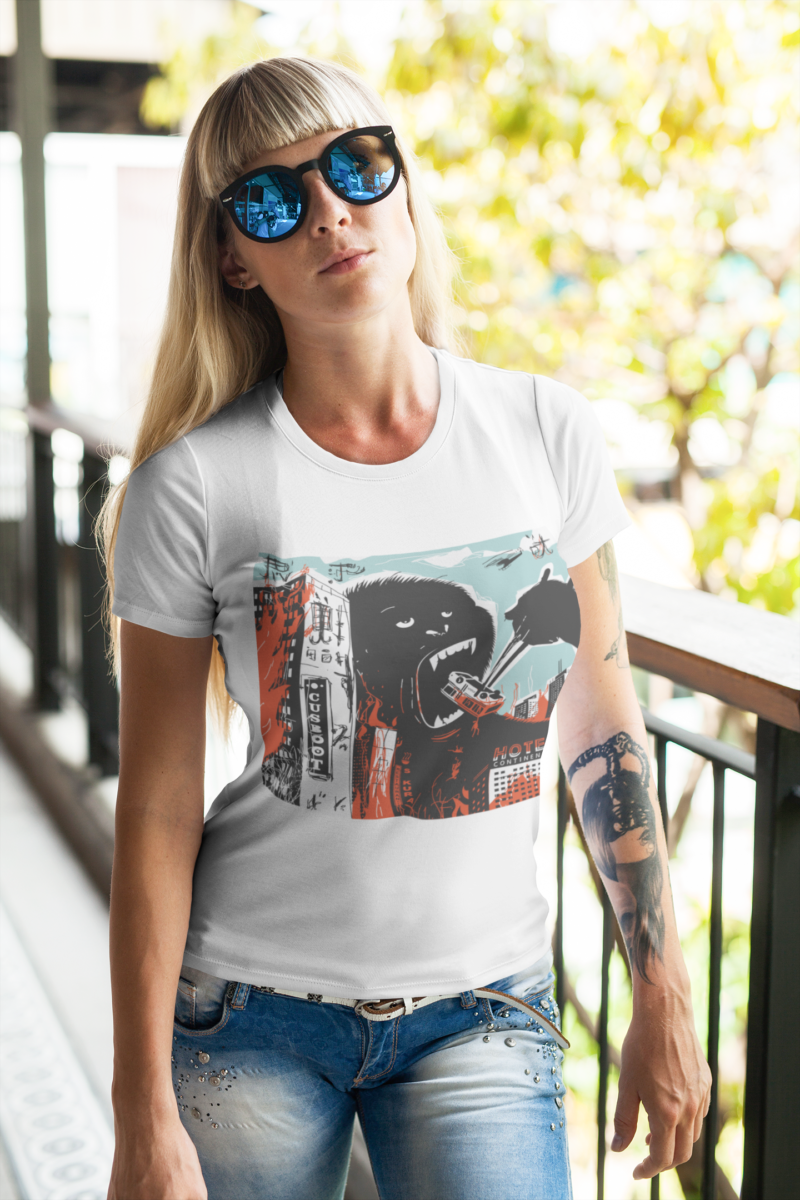Gorilla Kaiju Destroying The City - Unisex Jersey Short Sleeve Tee - Image 2