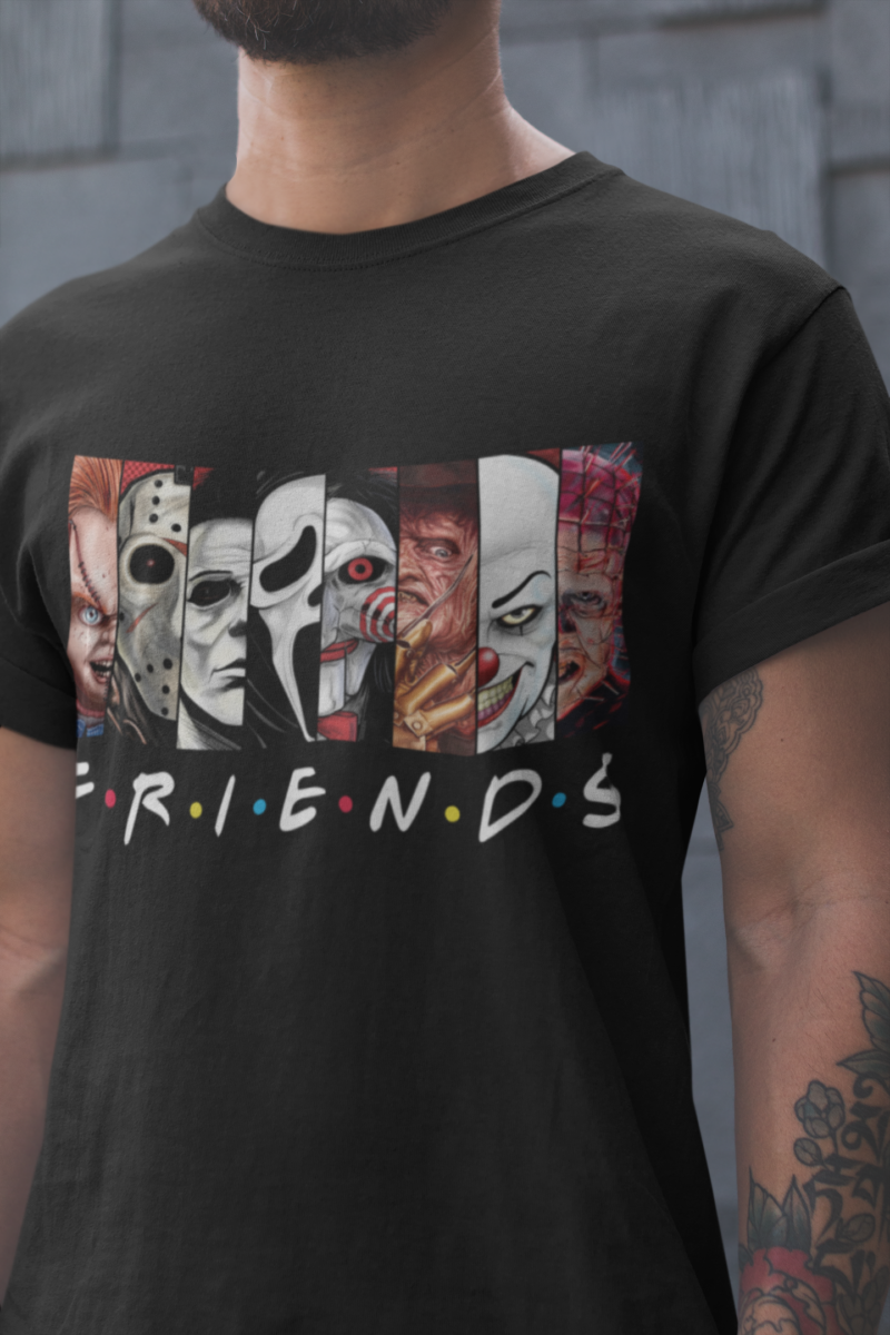 Horror Movie Villains Friends - Unisex Jersey Short Sleeve Tee - Image 2