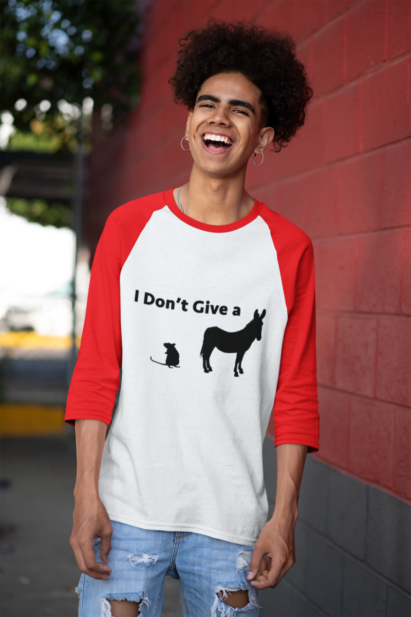 I Don't Give A Rats A$$ - Unisex 3/4 Sleeve Baseball Tee