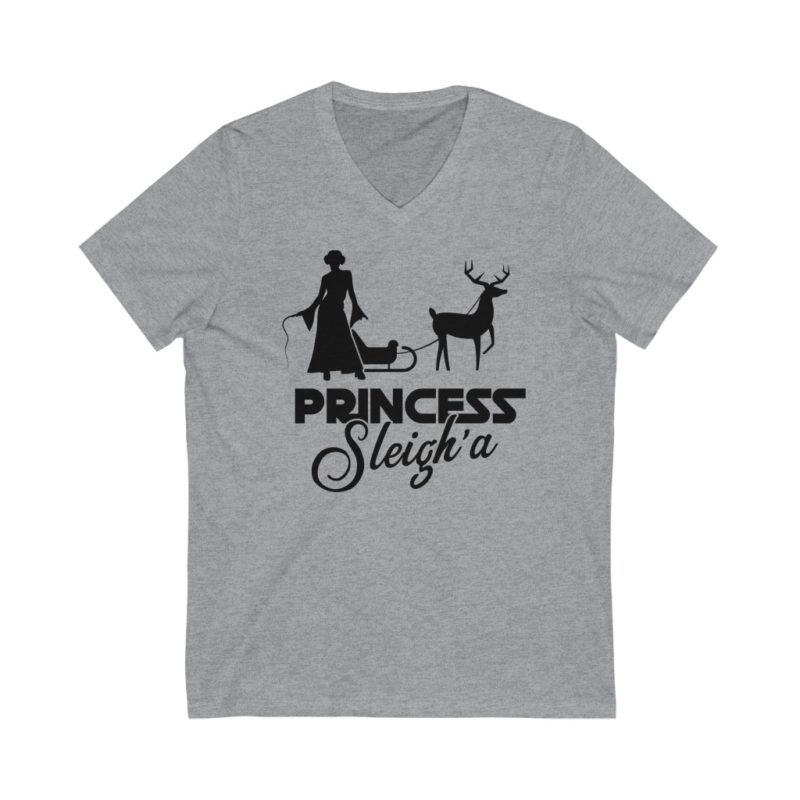Princess Sleigh-A Christmas Unisex Jersey Short Sleeve V-Neck Tee - Image 3