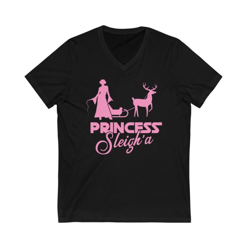 Princess Sleigh-A Christmas Unisex Jersey Short Sleeve V-Neck Tee - Image 2