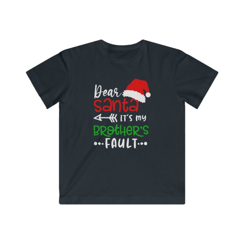 Dear Santa, it's my brothers fault -Kids Fine Jersey Tee - Image 3