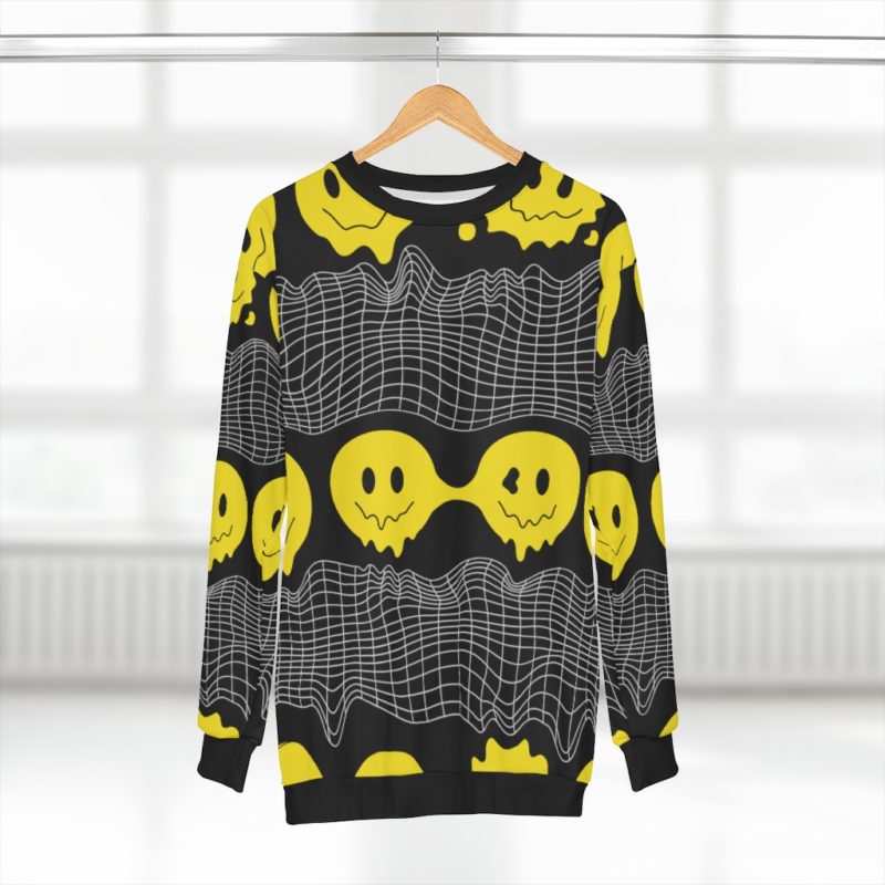 Trippy Melted Smiley Faces - AOP Unisex Sweatshirt - Image 4
