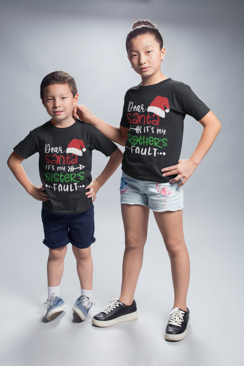 Dear Santa, it's my sister's fault -Kids Fine Jersey Tee - Image 3