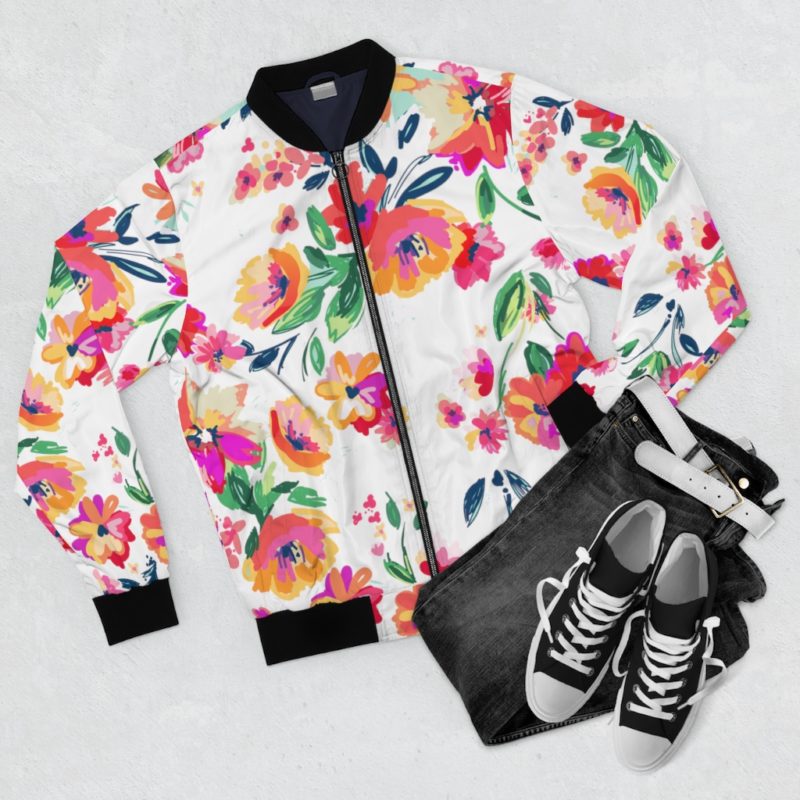 Flower Print Men's Bomber Jacket