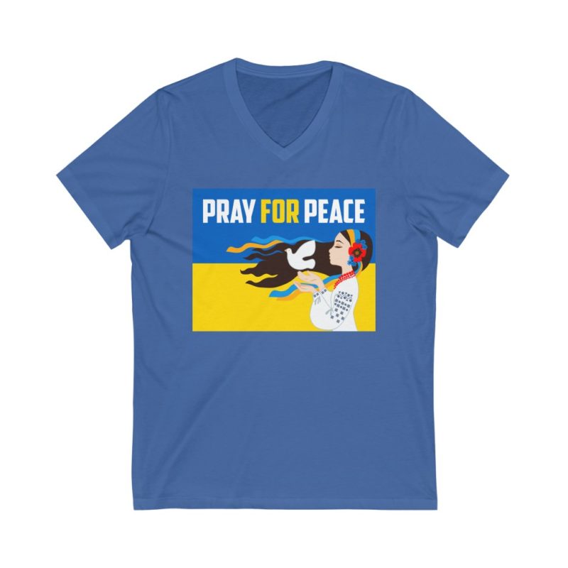 Pray For Peace - Unisex Jersey Short Sleeve V-Neck Tee - Image 4