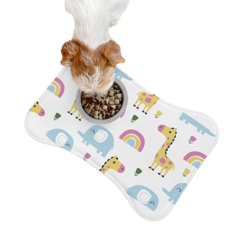 Rainbows, Giraffes, & Elephants Pet Feeding Mat - Image 6