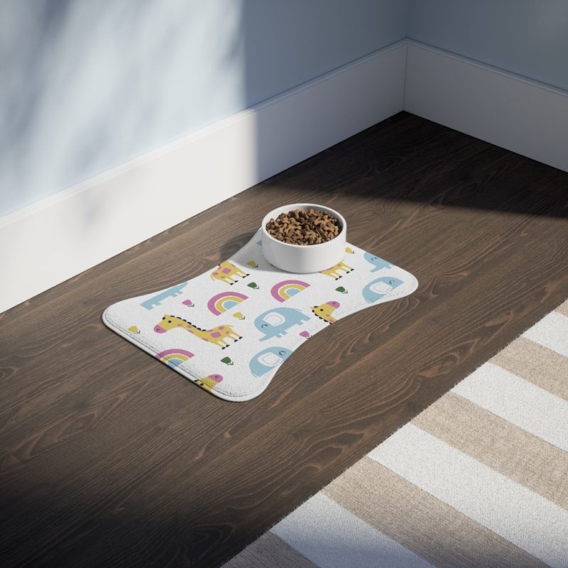 Rainbows, Giraffes, & Elephants Pet Feeding Mat - Image 7