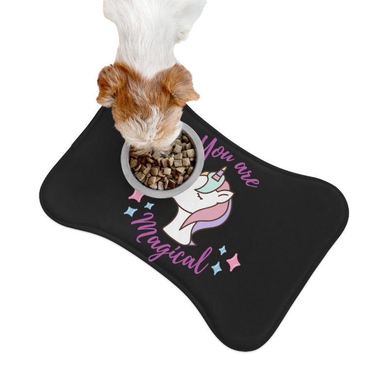 You Are Magical Unicorn Pet Feeding Mat - Black