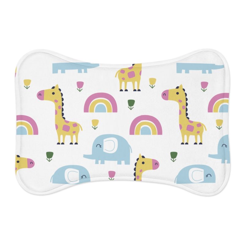 Rainbows, Giraffes, & Elephants Pet Feeding Mat - Image 5