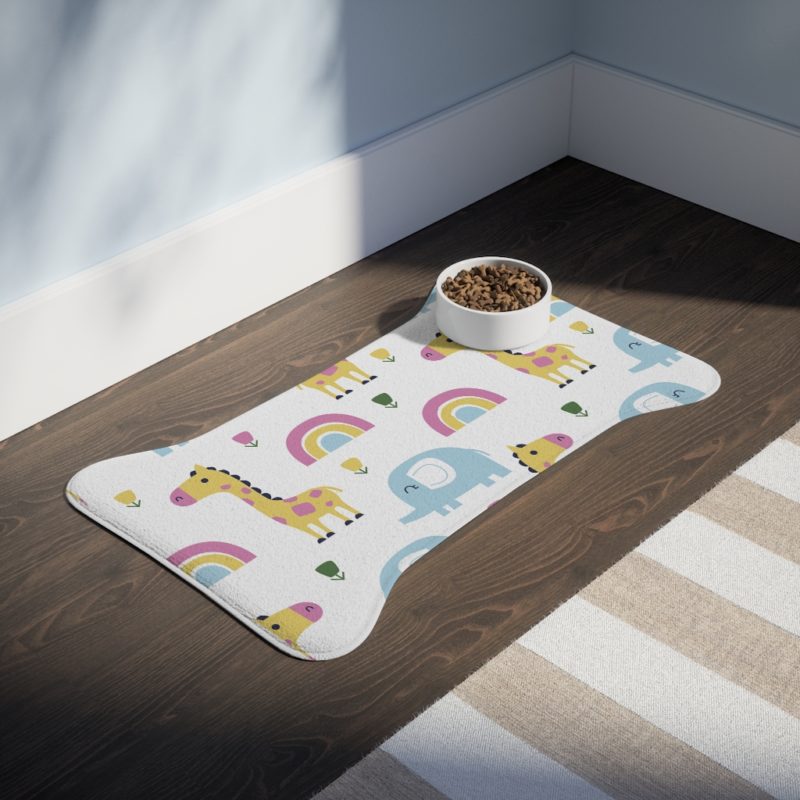 Rainbows, Giraffes, & Elephants Pet Feeding Mat - Image 11