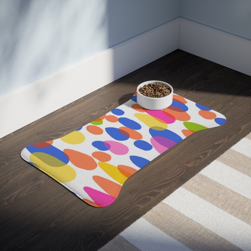 Colorful Raindrops Pet Bone Shaped Feeding Mats