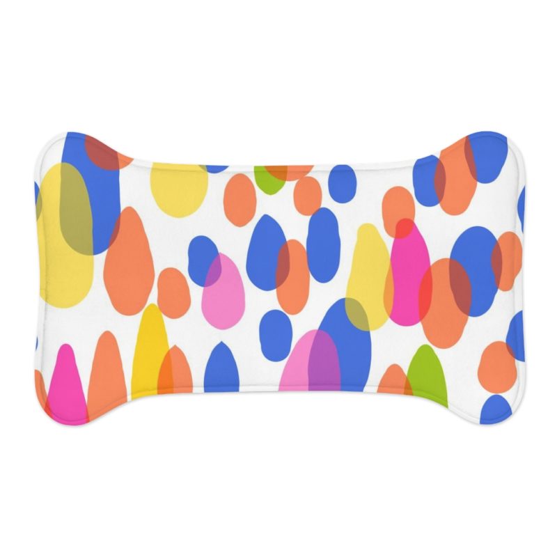 Colorful Raindrops Pet Bone Shaped Feeding Mats - Image 2