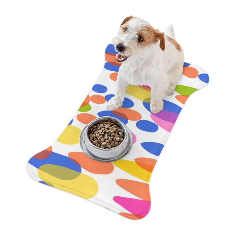 Colorful Raindrops Pet Bone Shaped Feeding Mats - Image 3