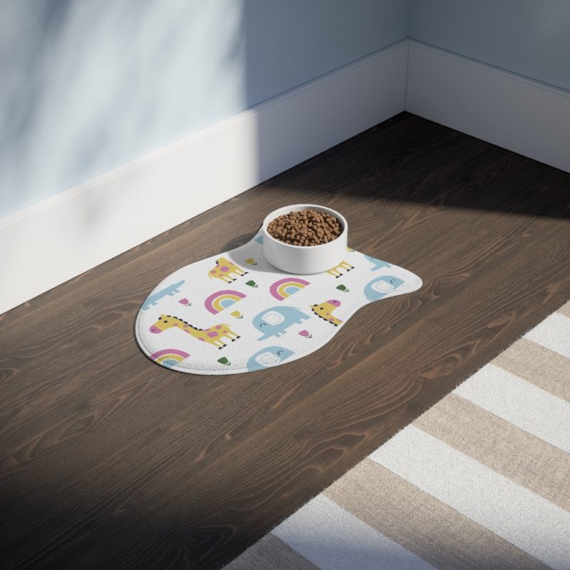 Rainbows, Giraffes, & Elephants Pet Feeding Mat - Image 3