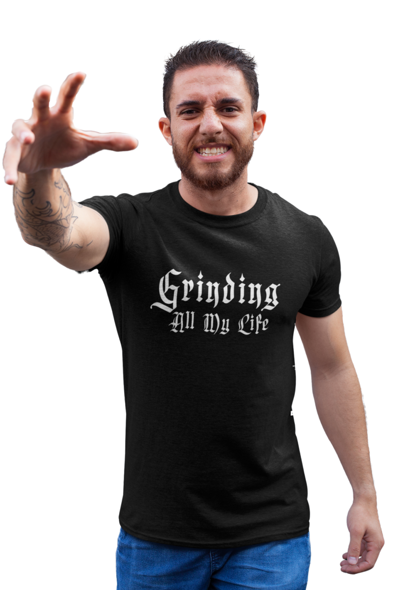 Grinding All My Life Unisex Tri-Blend Crew Tee - Image 3