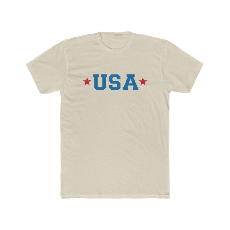 USA Red White & Blue  Men's Cotton Crew Tee - Image 2