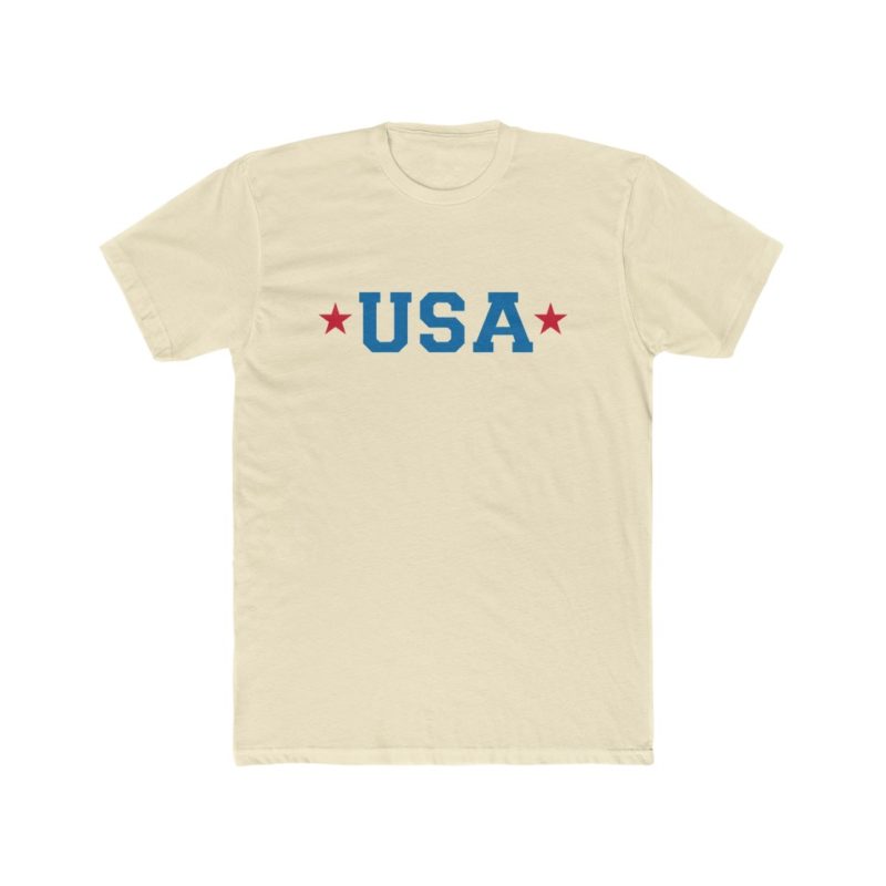 USA Red White & Blue  Men's Cotton Crew Tee - Image 3