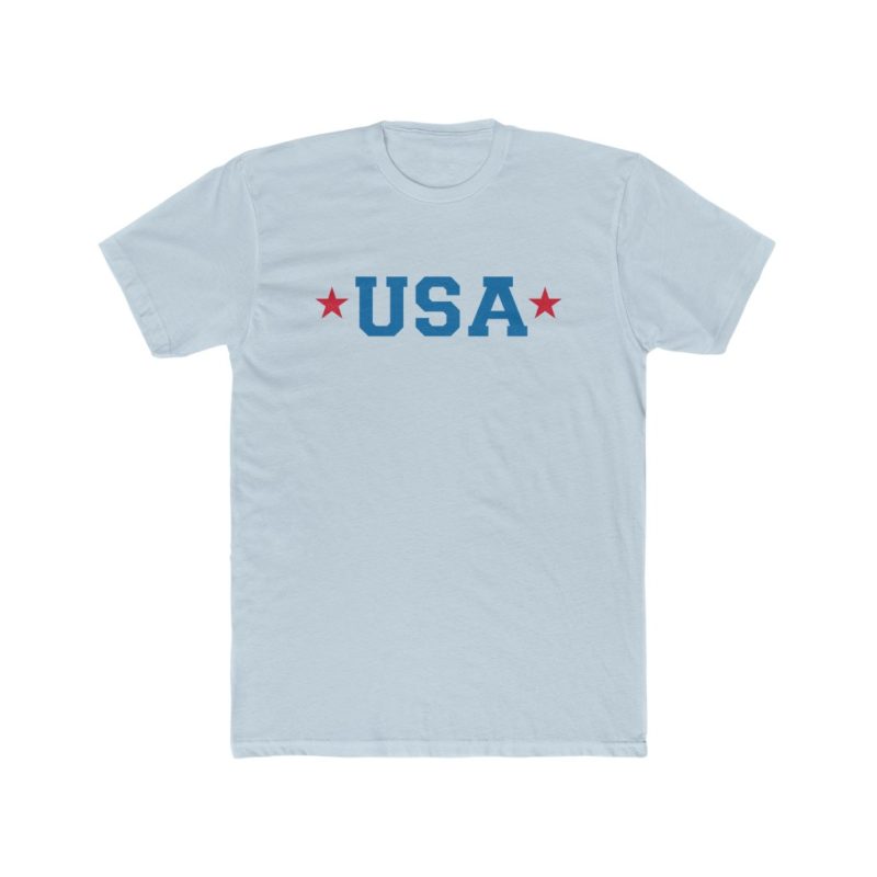 USA Red White & Blue  Men's Cotton Crew Tee - Image 5