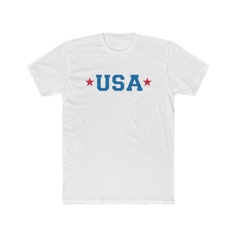 USA Red White & Blue  Men's Cotton Crew Tee