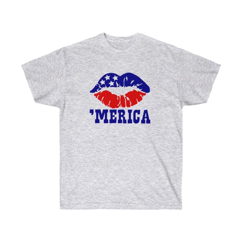 'Merica Patriotic Lips Unisex Ultra Cotton Tee - Image 2