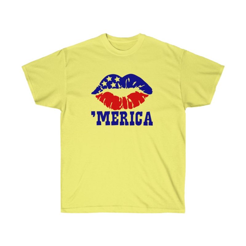 'Merica Patriotic Lips Unisex Ultra Cotton Tee - Image 6