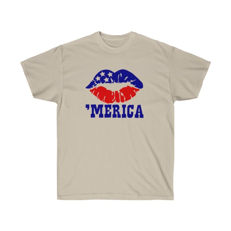 'Merica Patriotic Lips Unisex Ultra Cotton Tee - Image 3