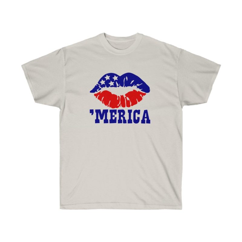 'Merica Patriotic Lips Unisex Ultra Cotton Tee - Image 4