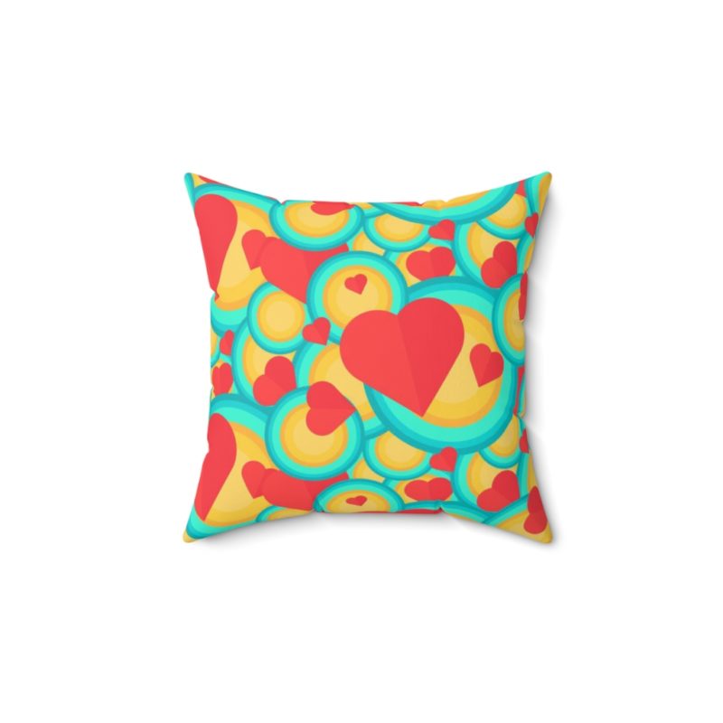 Bright Colored Hearts Faux Suede Square Pillow Case - Image 2