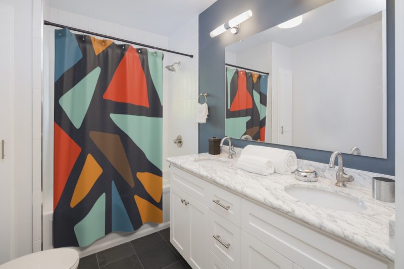 Retro Abstract Pattern Shower Curtain - Image 2