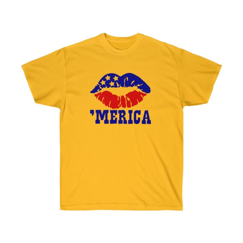 'Merica Patriotic Lips Unisex Ultra Cotton Tee - Image 5