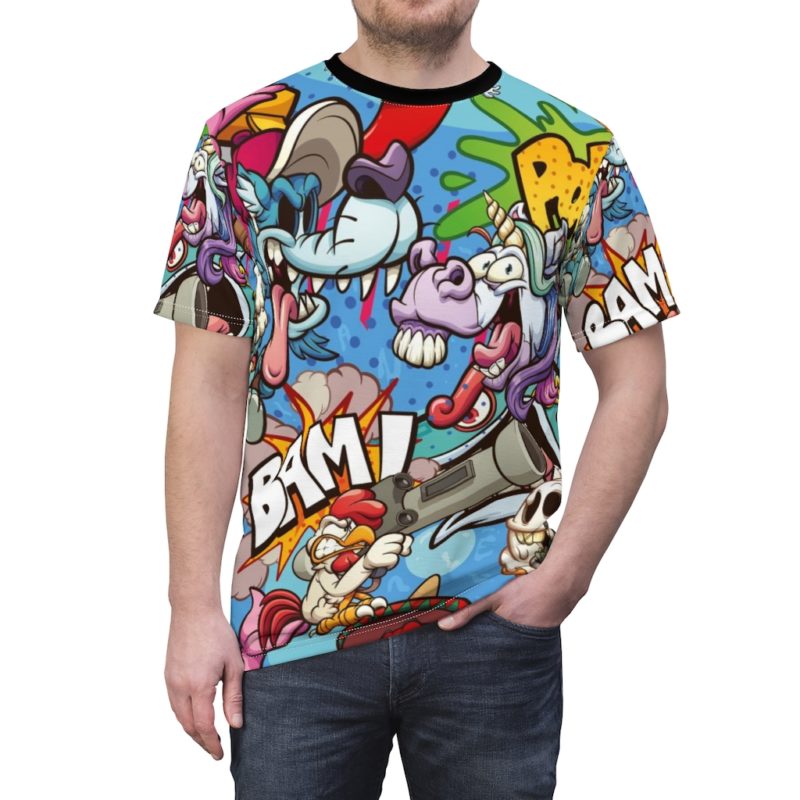 Cartoon Characters Unisex AOP Cut & Sew Tee - Image 5