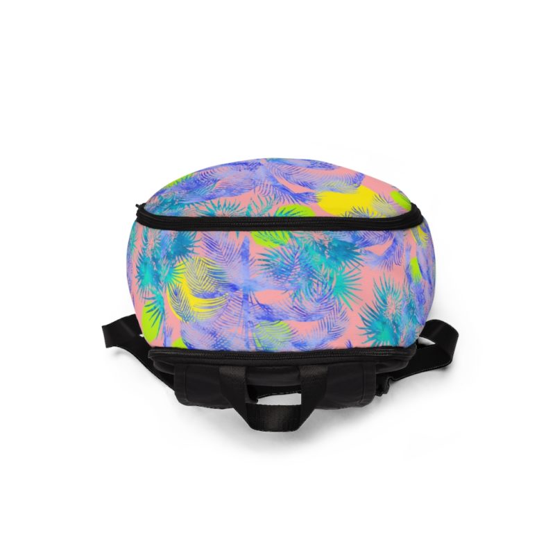 Watercolor Palm Print  Pattern Unisex Fabric Backpack - Image 4