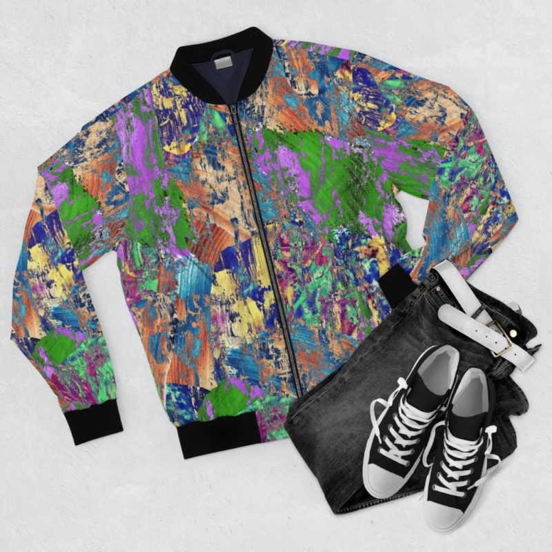 Abstract Paint Men's AOP Bomber Jacket - Image 3