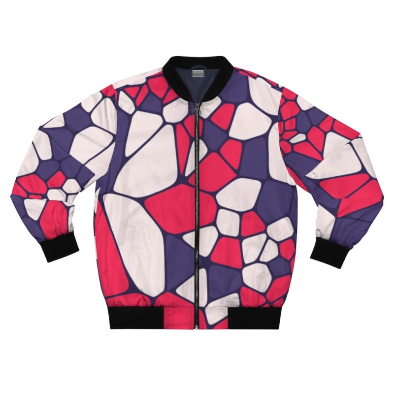 Abstract Voronoi Purple Pink Pattern Men's AOP Bomber Jacket
