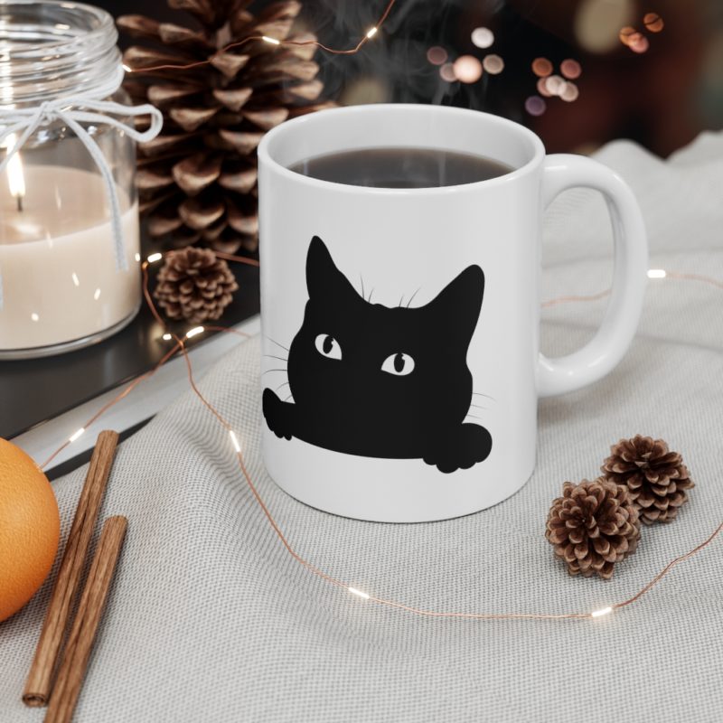 Black Cat Ceramic Mug 11oz - Image 4