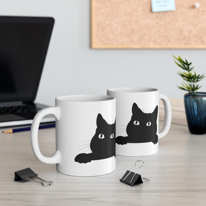 Black Cat Ceramic Mug 11oz - Image 5