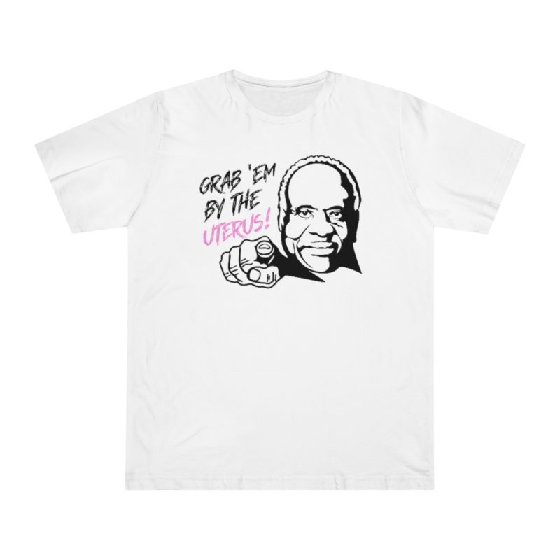 Grab 'Em By The Uterus Unisex Deluxe T-shirt Pink Text