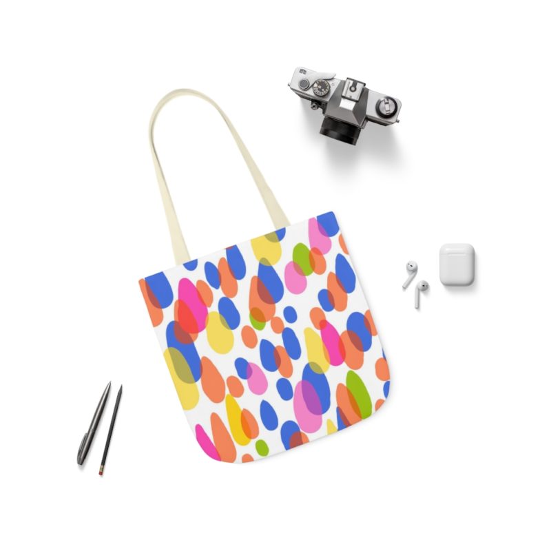 Colorful Raindrops Polyester Canvas Tote Bag - Image 7