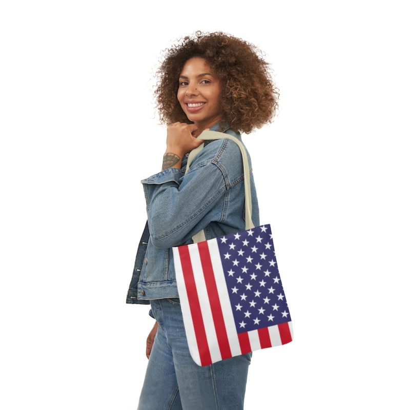 American Flag Styled Polyester Canvas Tote Bag - Image 8