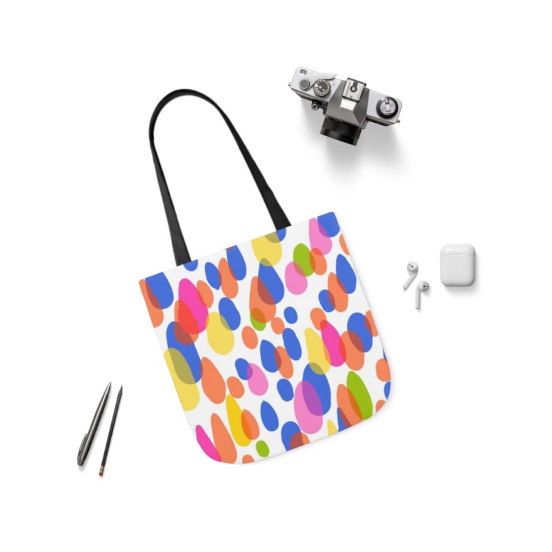 Colorful Raindrops Polyester Canvas Tote Bag - Image 11